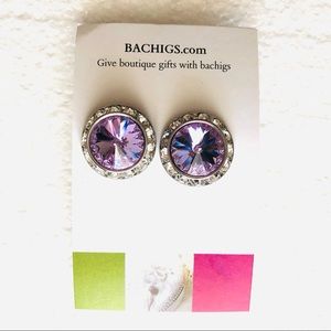 Purple crystal earrings, boutique jewelry NEW